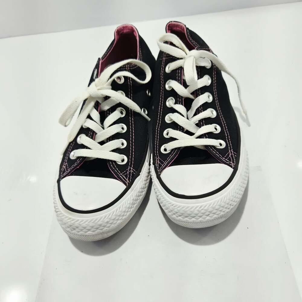 Converse All Star Chuck Taylor Size 7 Black Pink Plaid Low Top Sneakers